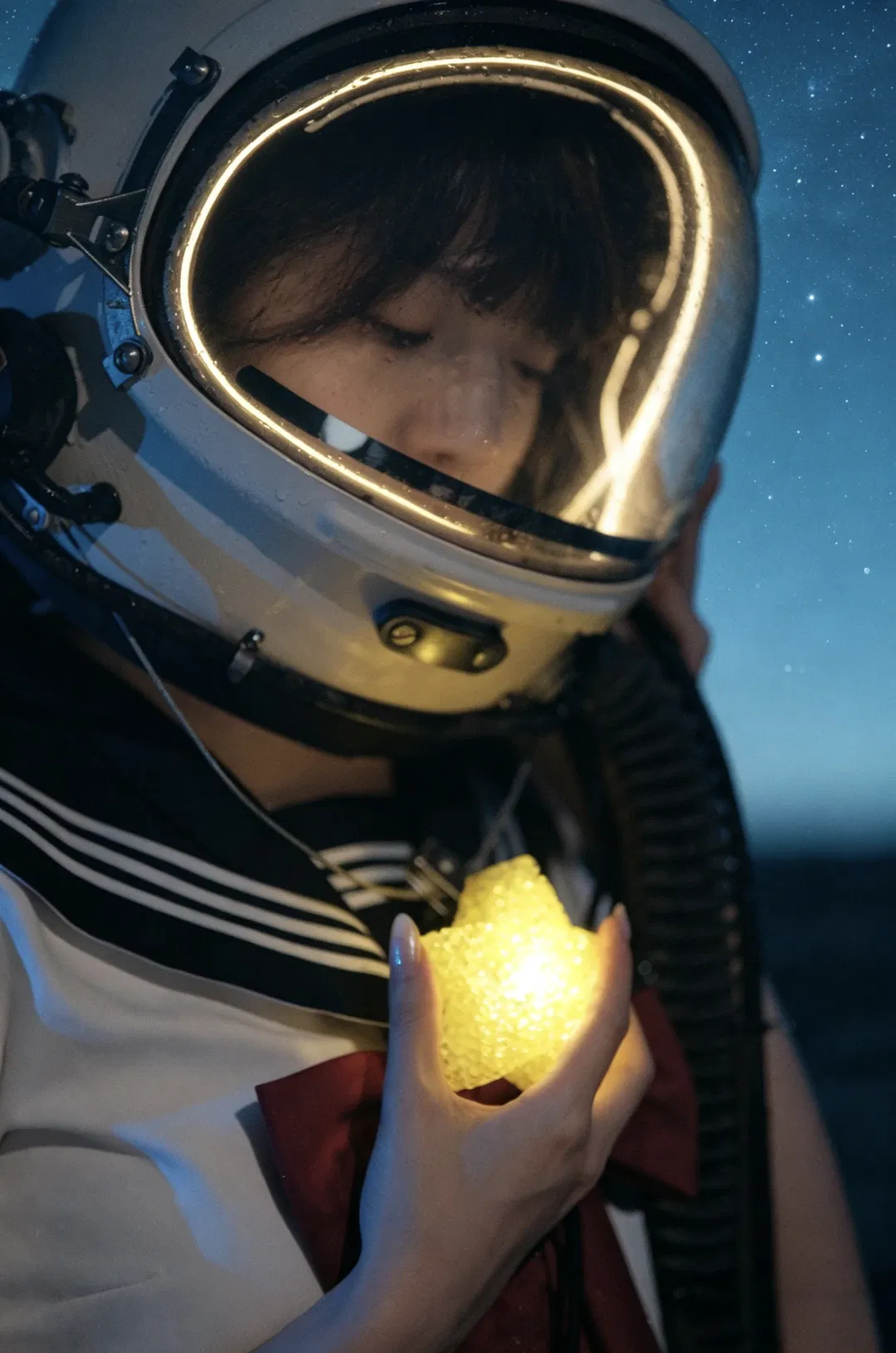 穿着JK制服戴宇航员头盔 拍一组潮湿星空少女写真 - 第 3 张
