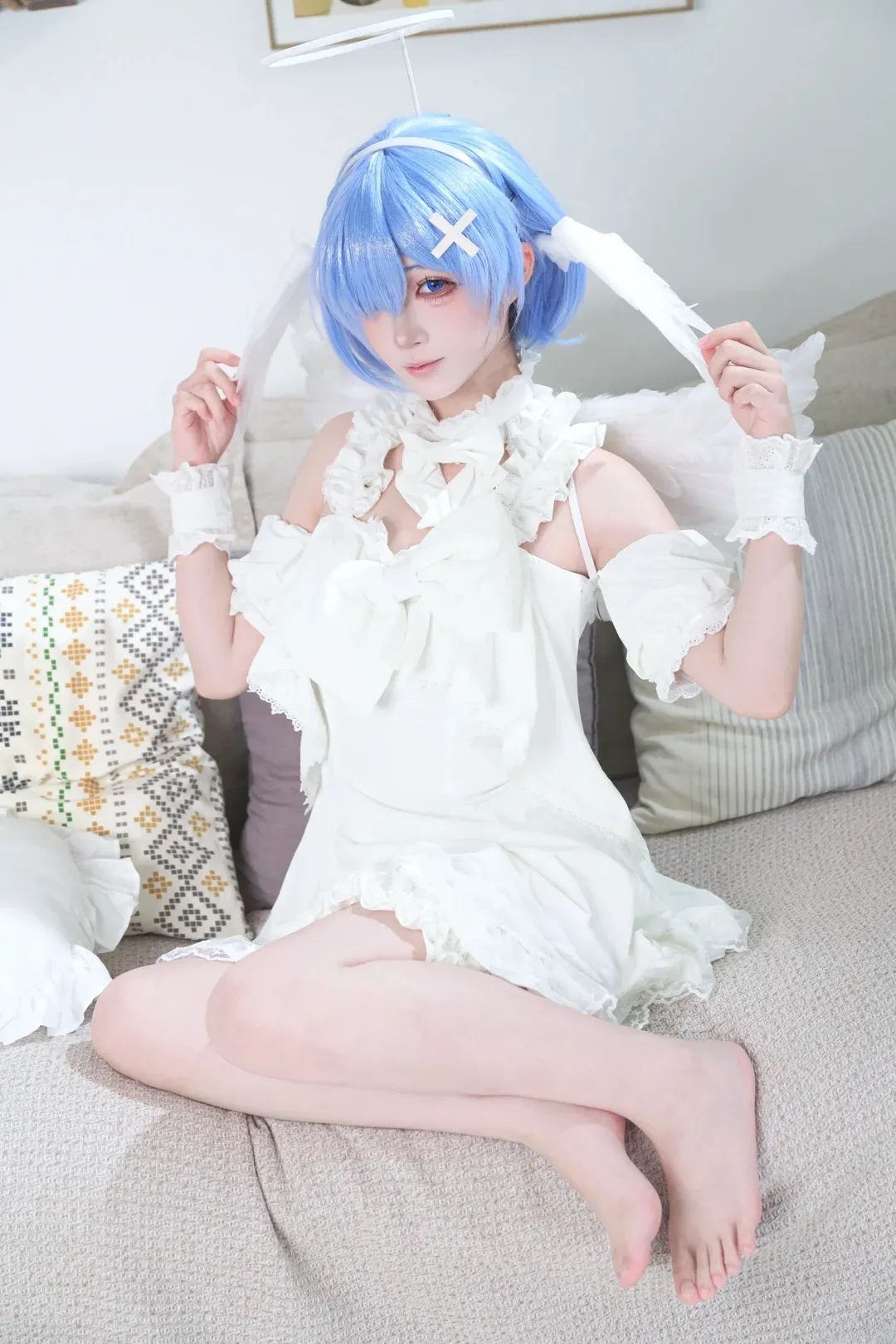 【蕾姆cos】纯白天使造型，室内清透感写真记录 - 第 4 张