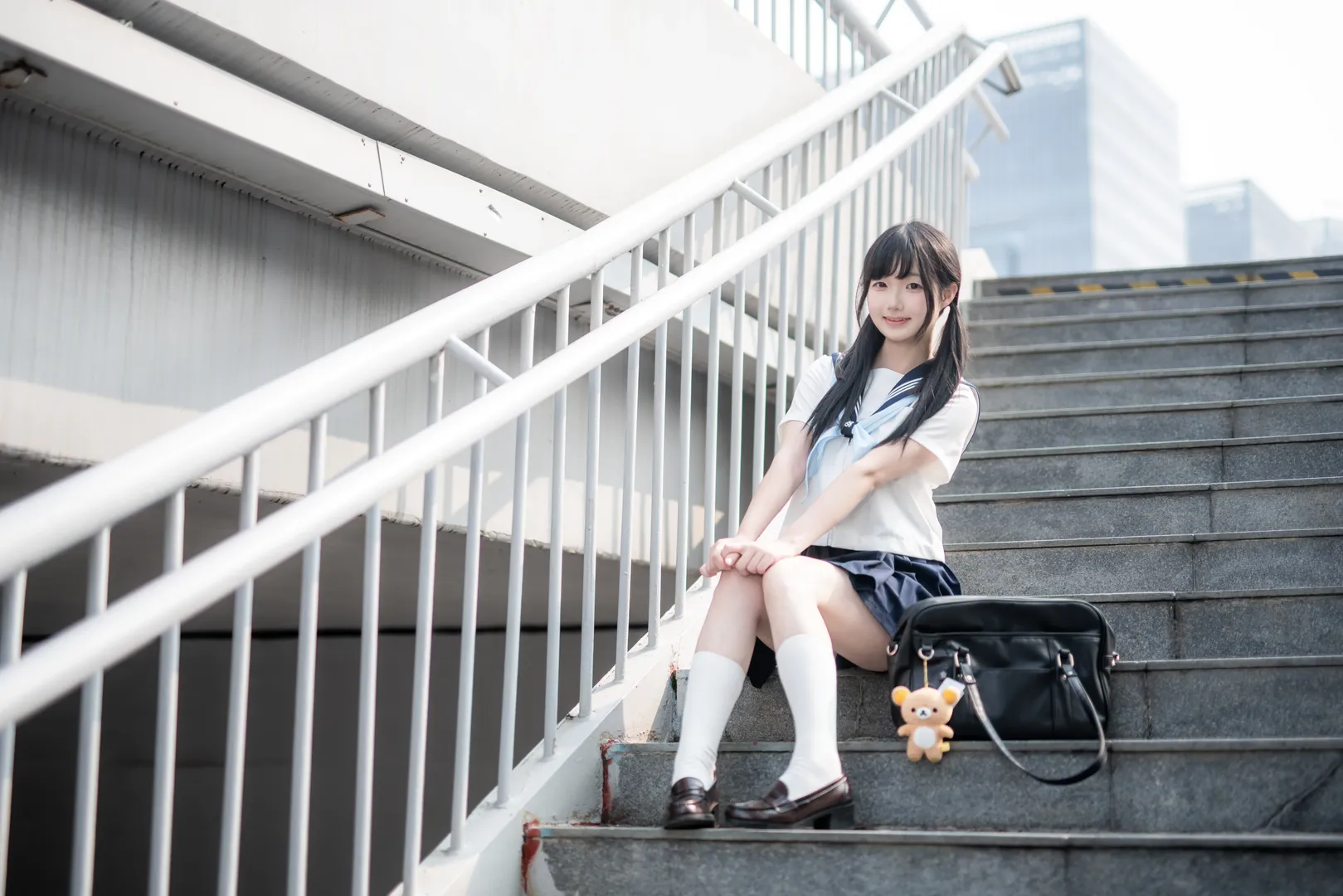上海的盛夏，日系JK水手服街头写真 - 第 4 张