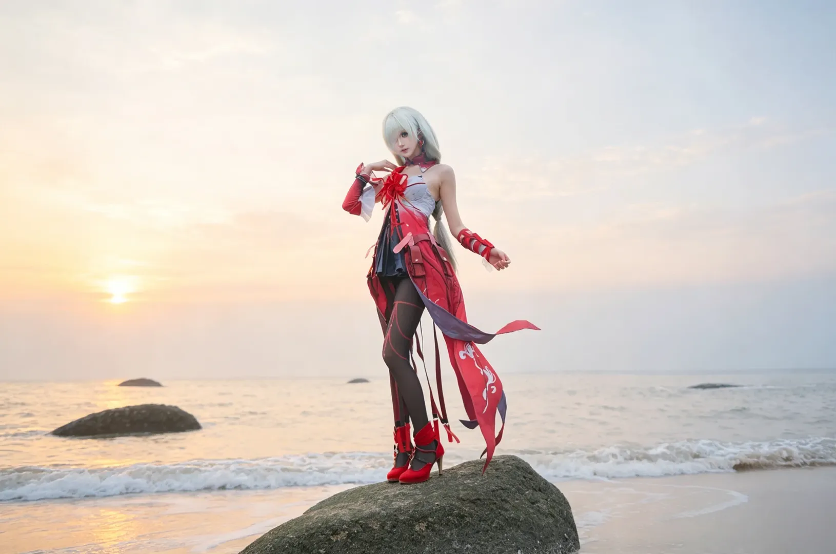 【弗洛洛cos】海边的夕阳与礁石 - 第 1 张