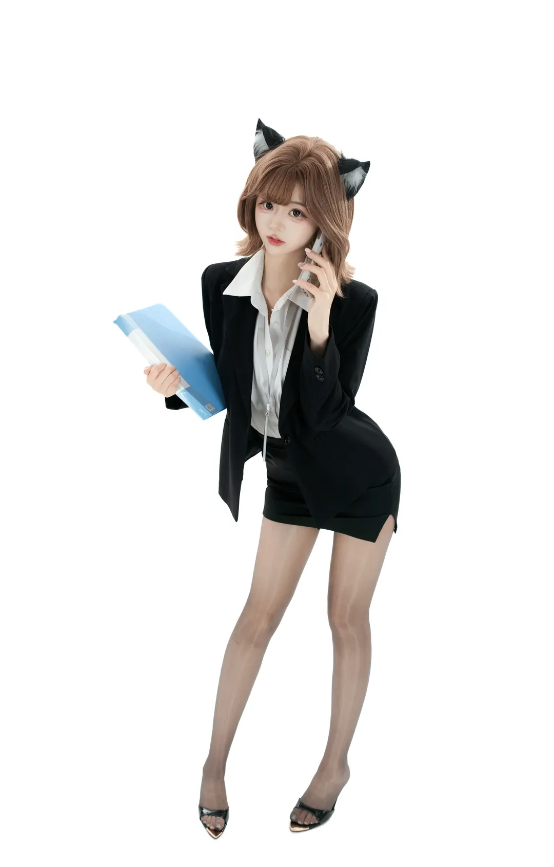 青岛白棚拍日系OL制服，黑丝高跟的职场风尝试 - 第 1 张