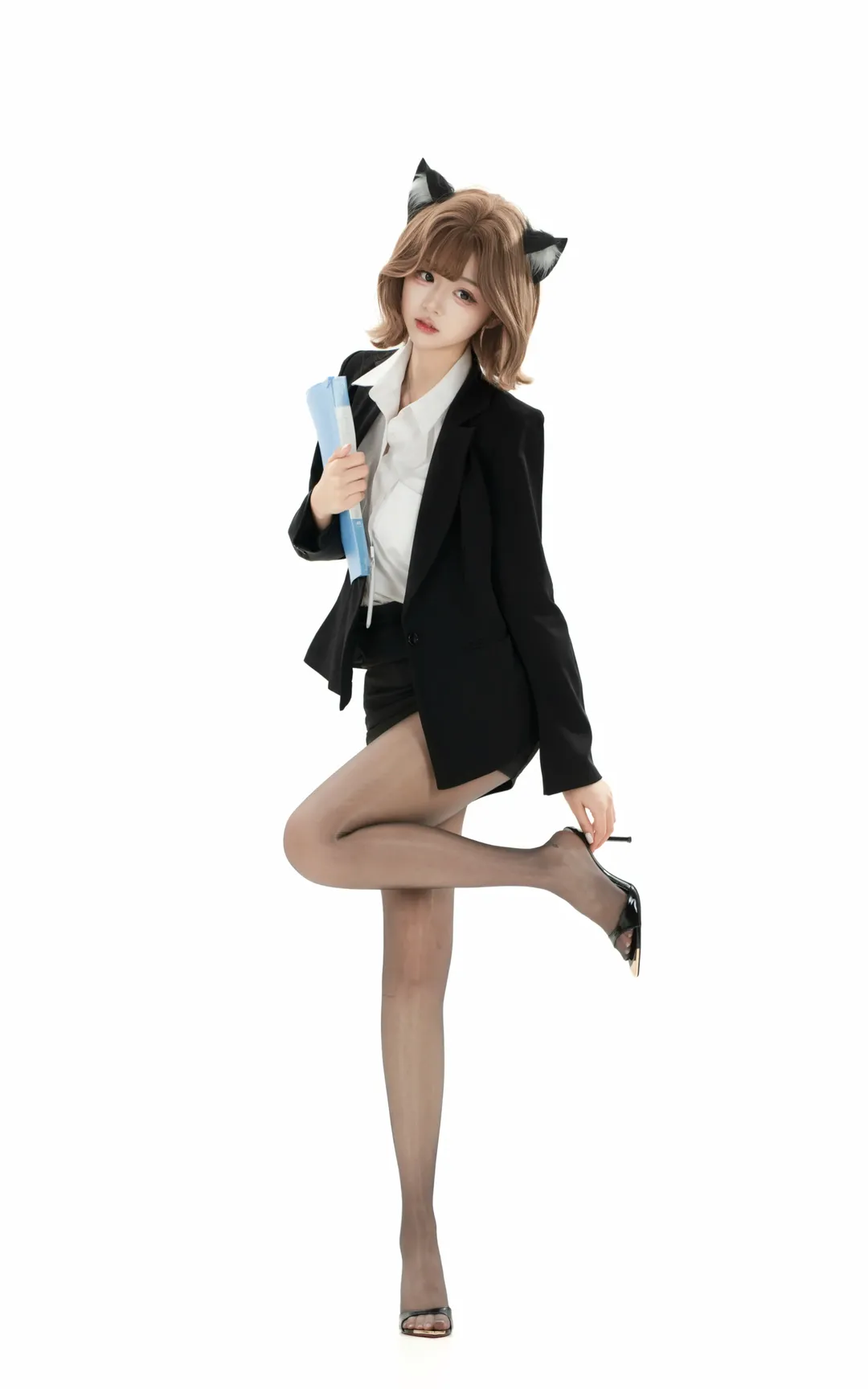 青岛白棚拍日系OL制服，黑丝高跟的职场风尝试 - 第 2 张