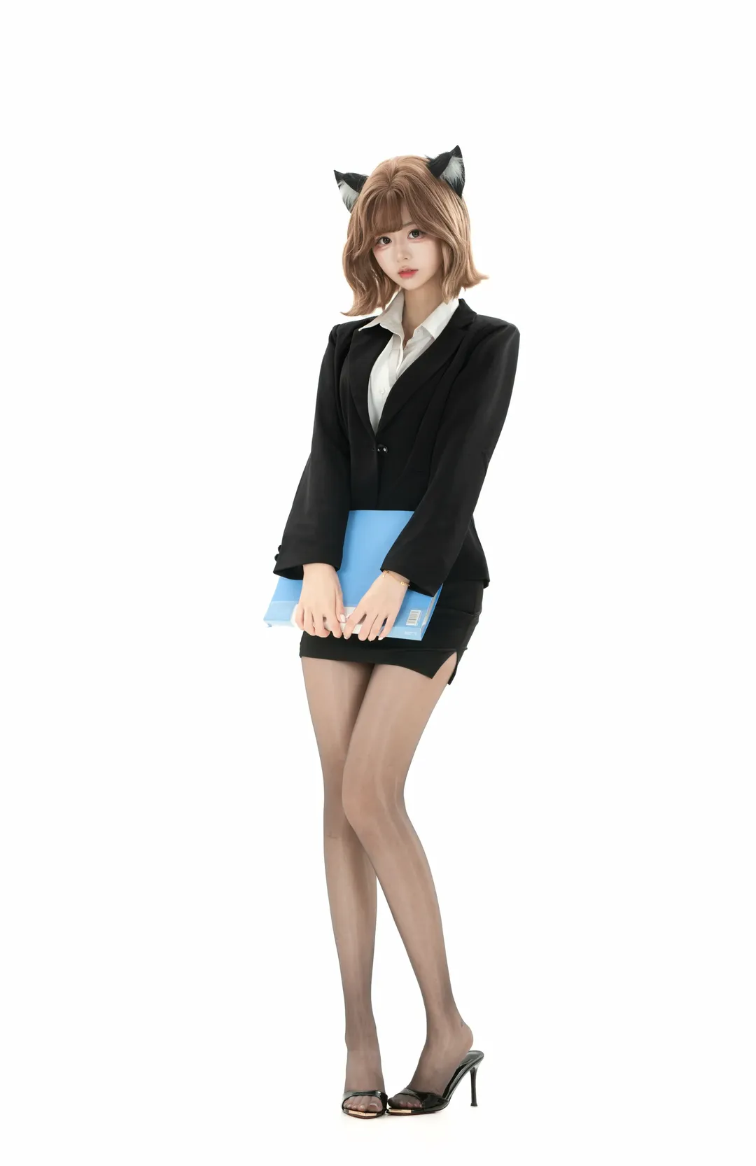 青岛白棚拍日系OL制服，黑丝高跟的职场风尝试 - 第 3 张