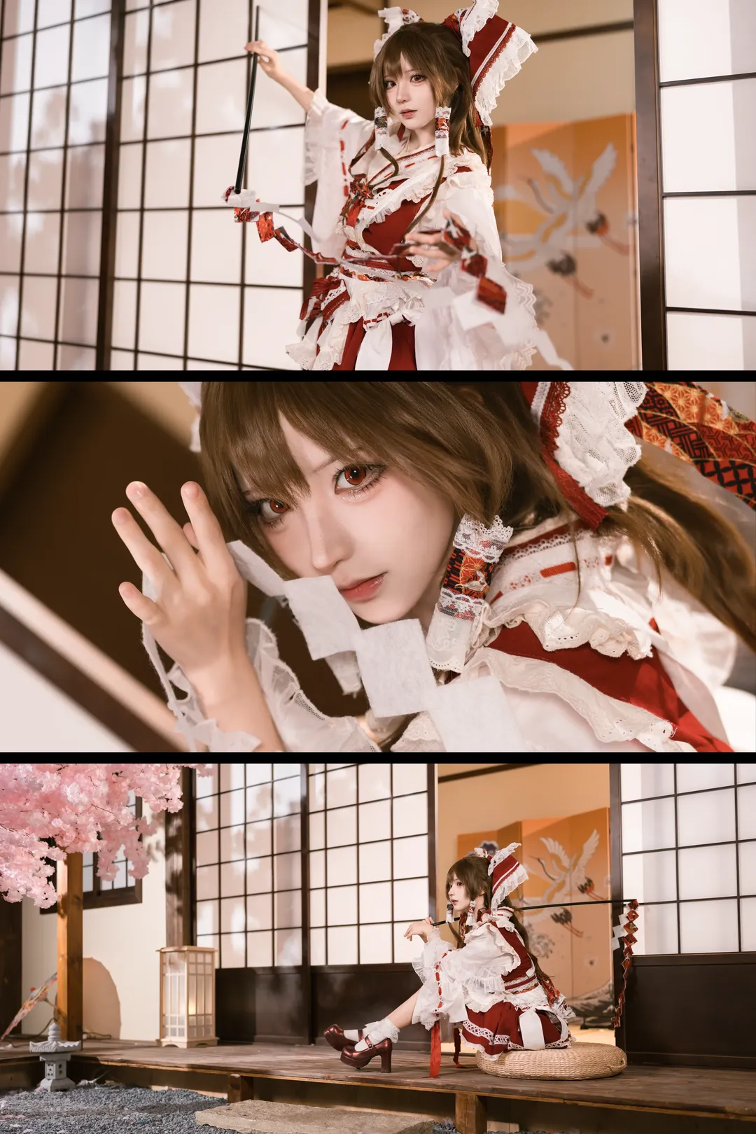 【博麗靈夢cos】神社裡的春日時光與紅白裙襬 - 第 1 張