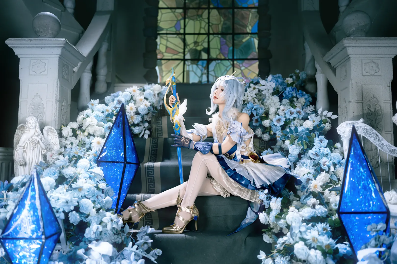 【奧黛塔cos】藍白裙與白絲的完美搭配 - 第 5 張
