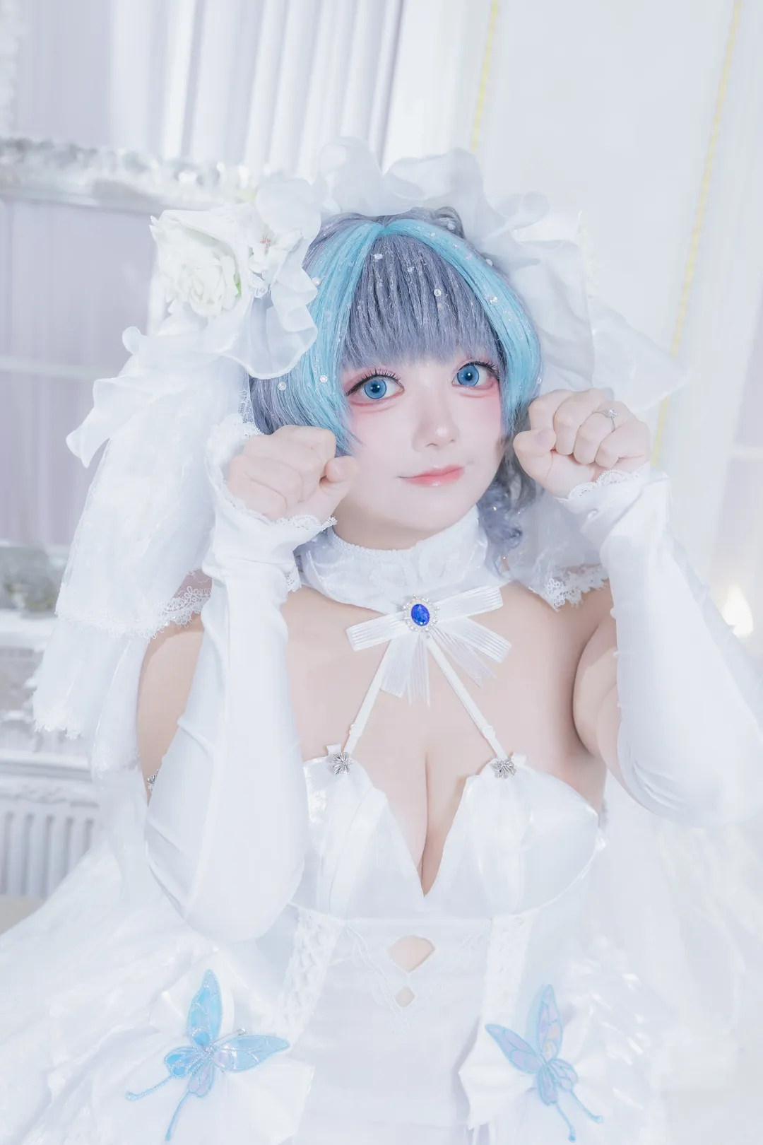 【柴郡cos】碧藍航線的誓約花嫁，純白蕾絲下的貓系少女 - 第 1 張
