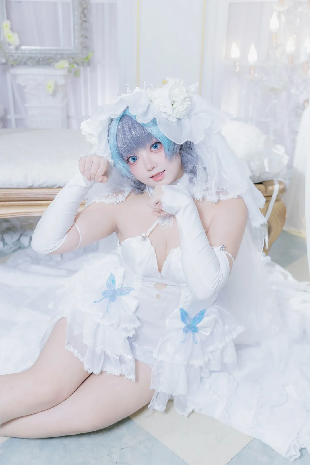 【柴郡cos】碧藍航線的誓約花嫁，純白蕾絲下的貓系少女 - 第 2 張