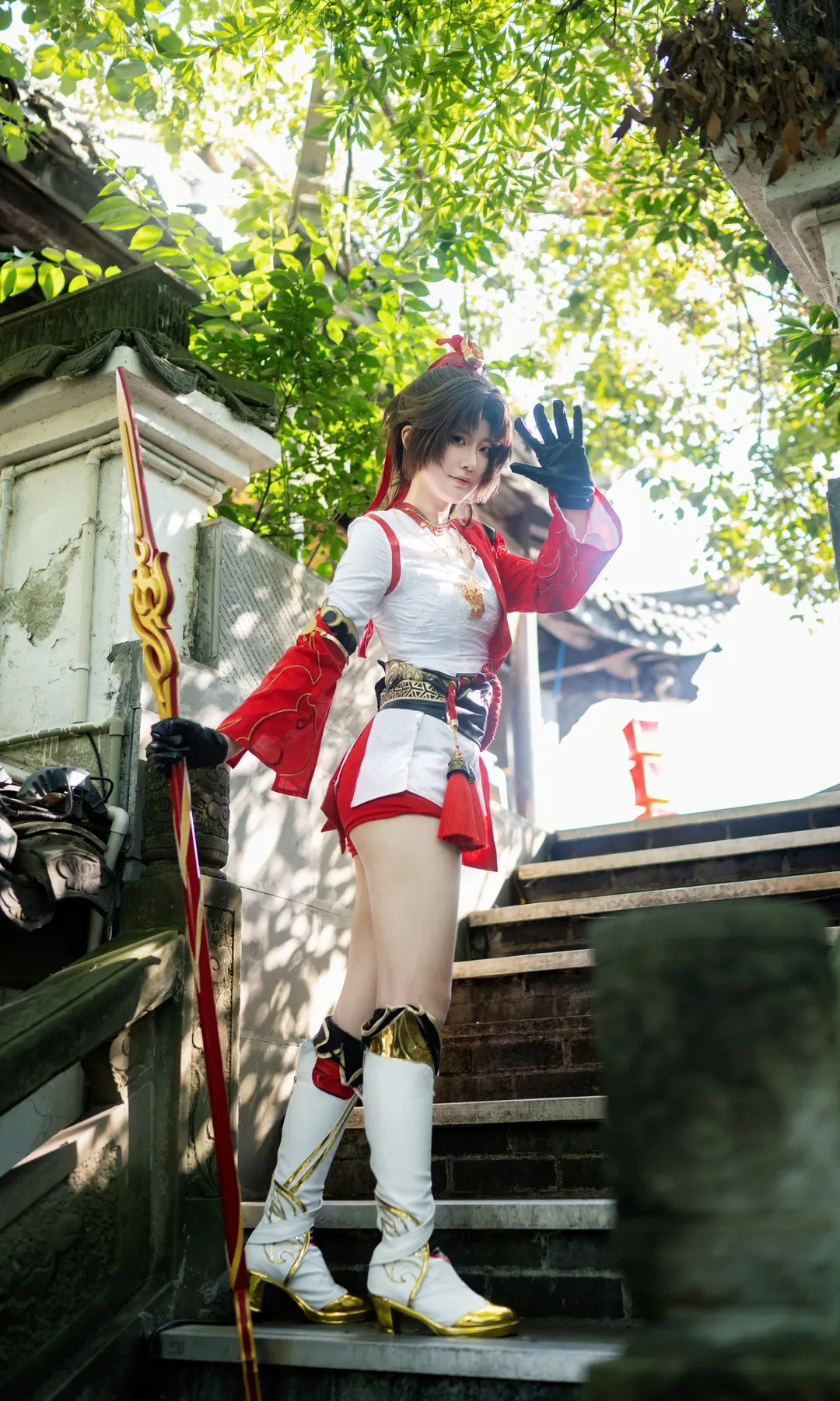 【云缨cos】长缨在手，烈火随行，国风战袍红白配色太飒了 - 第 1 张