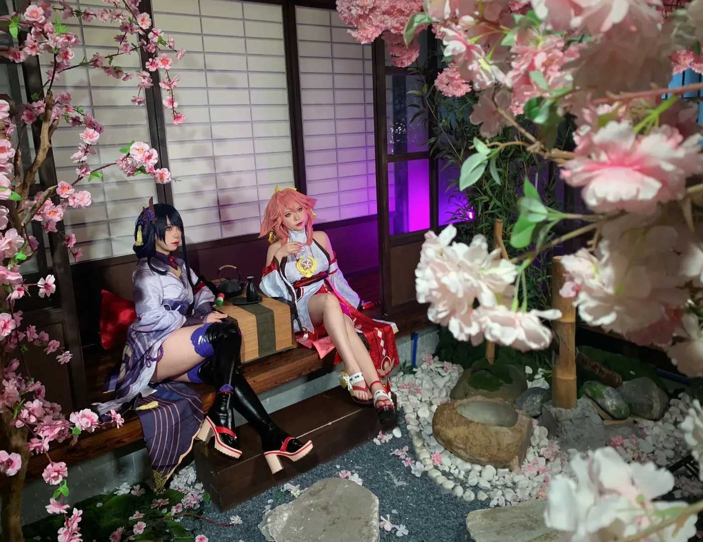 【雷电将军cos】原神鸣神组，樱花庭院下的雷光与狐影 - 第 2 张