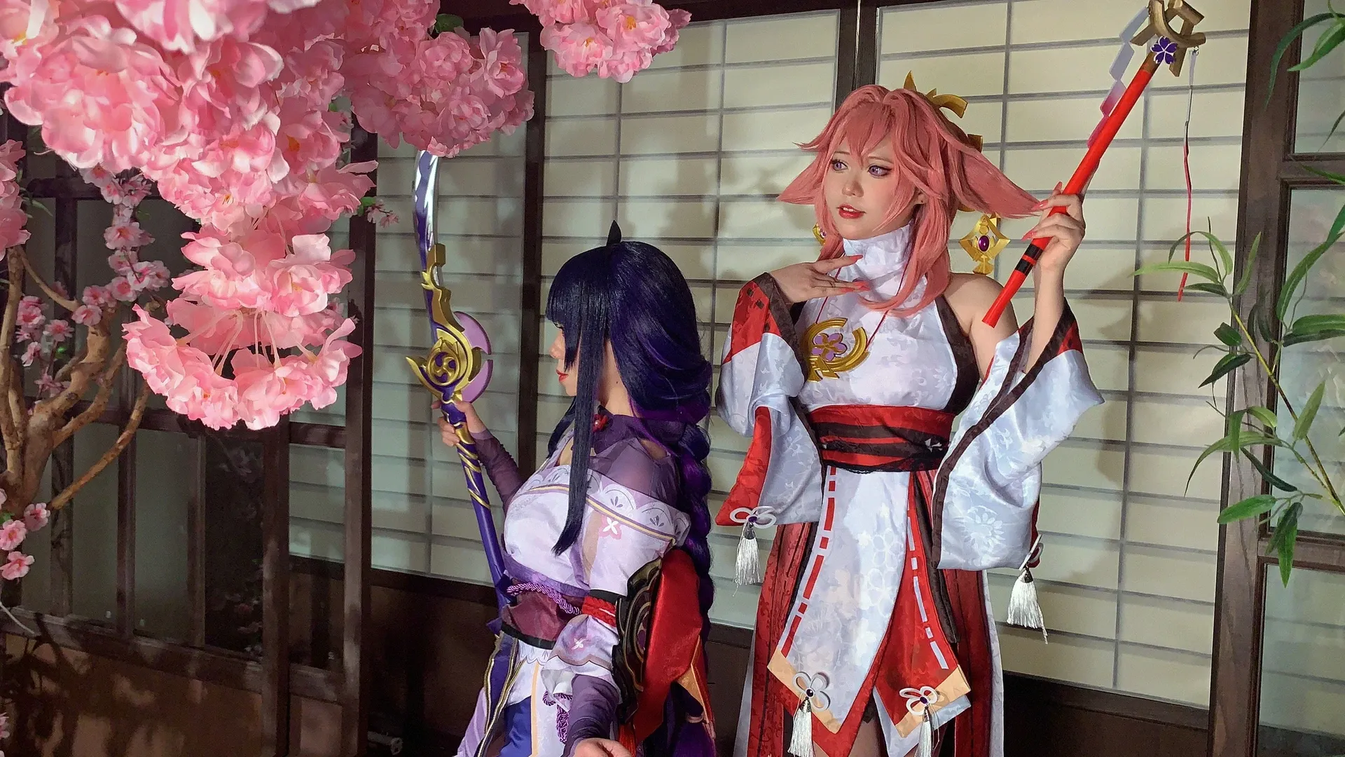 【雷电将军cos】原神鸣神组，樱花庭院下的雷光与狐影 - 第 3 张