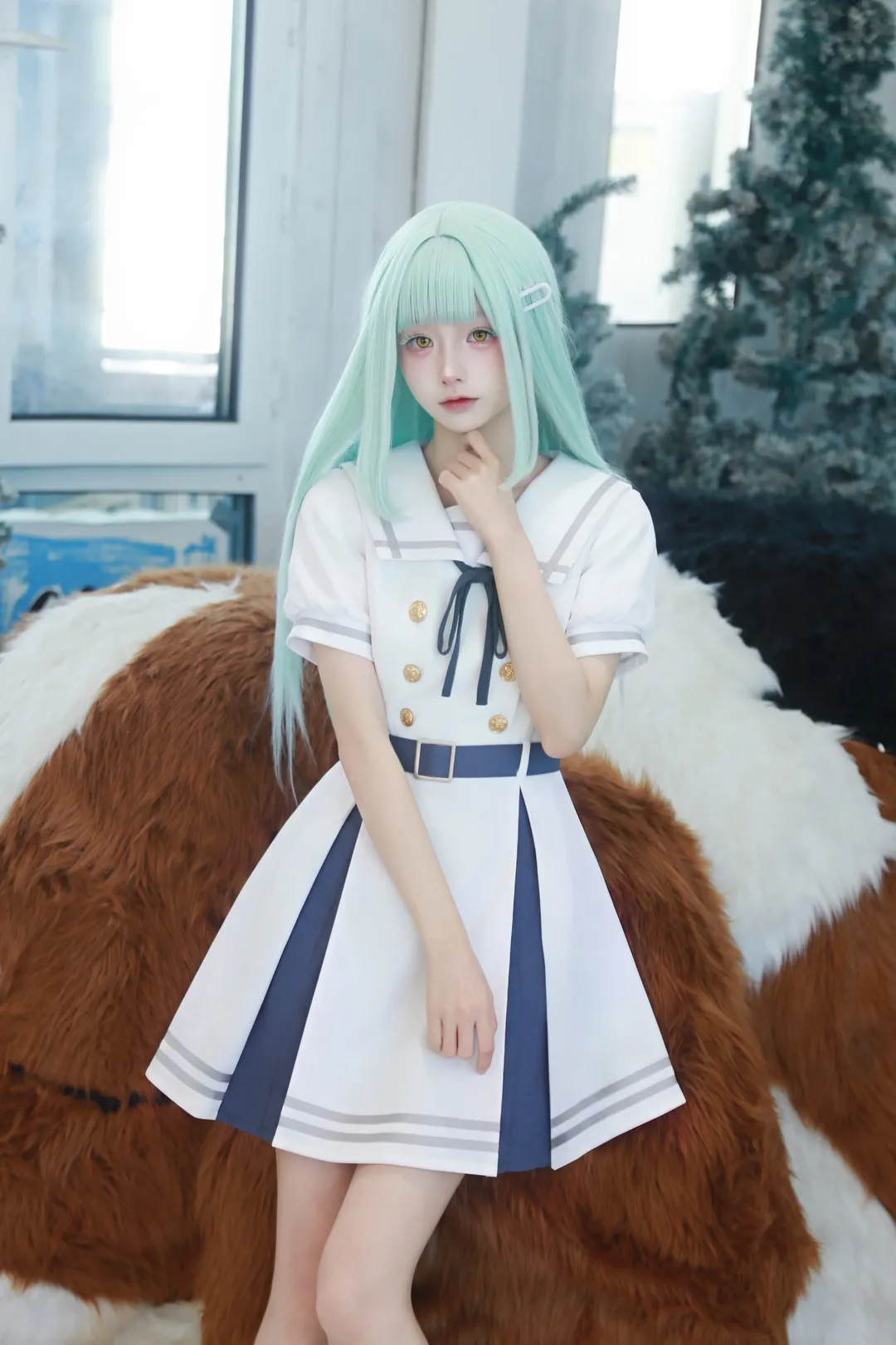 【若葉睦cos】BanG Dream! 薄荷綠與水手服的靜謐定格 - 第 1 張