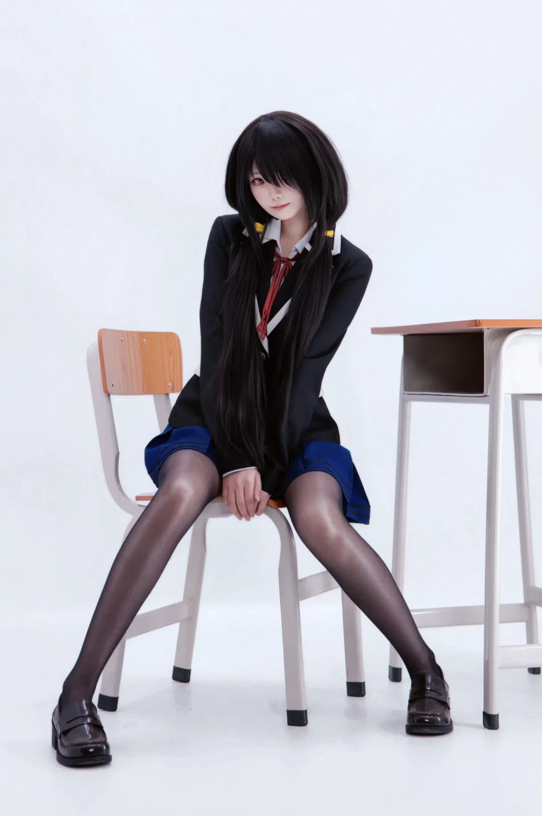 时崎狂三cos，经典校园制服与黑丝棚拍 - 第 2 张