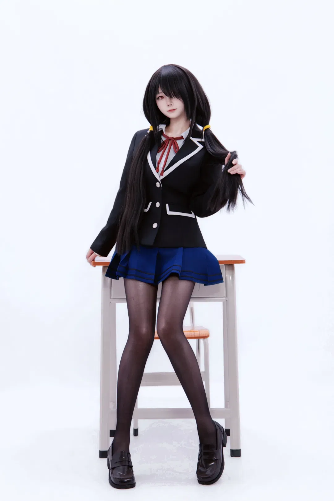 时崎狂三cos，经典校园制服与黑丝棚拍 - 第 4 张