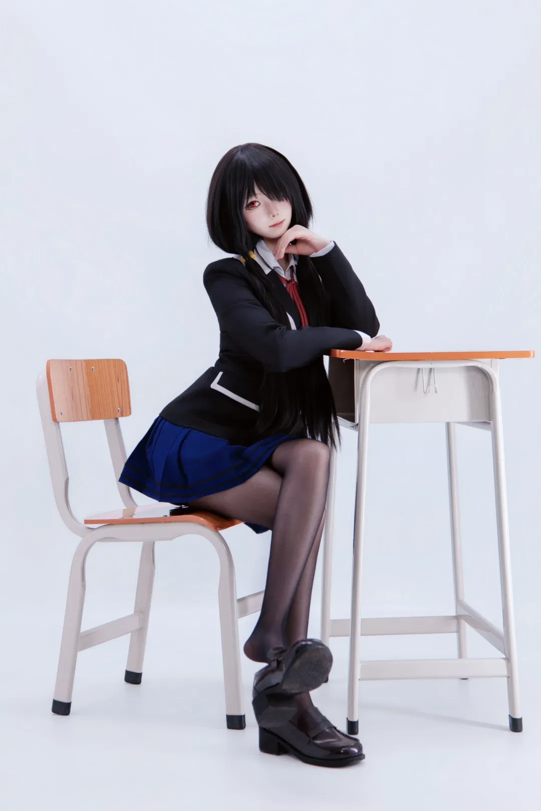 时崎狂三cos，经典校园制服与黑丝棚拍 - 第 8 张
