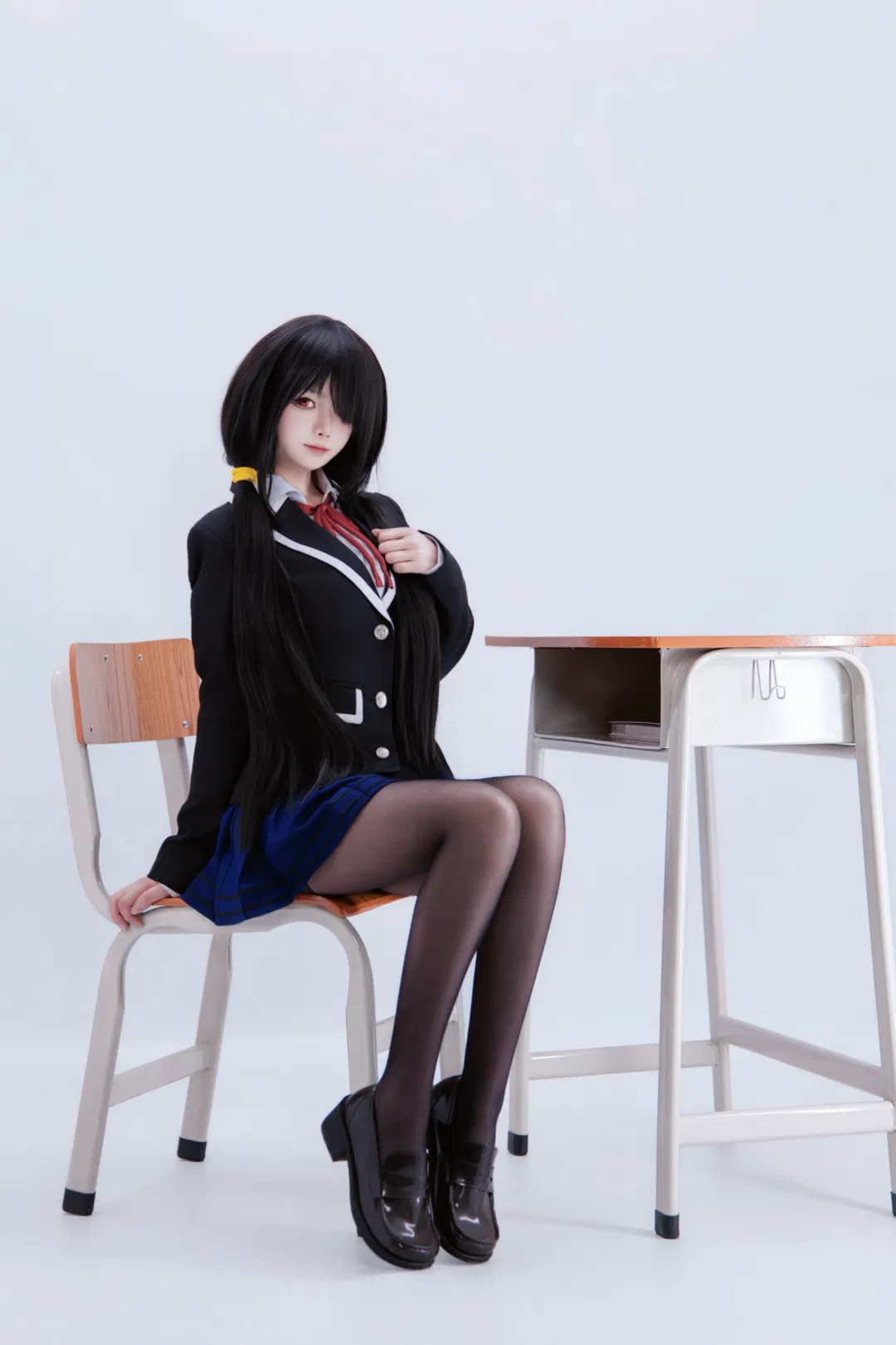 时崎狂三cos，经典校园制服与黑丝棚拍 - 第 9 张