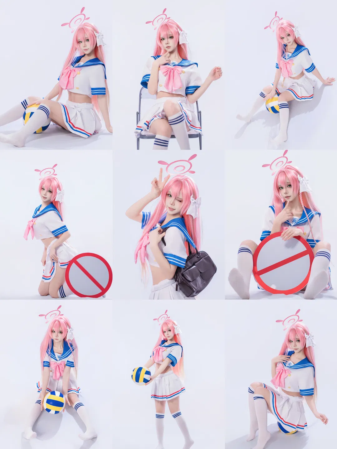 【浦和花子cos】粉色长发水手服的二次元拍摄 - 第 1 张