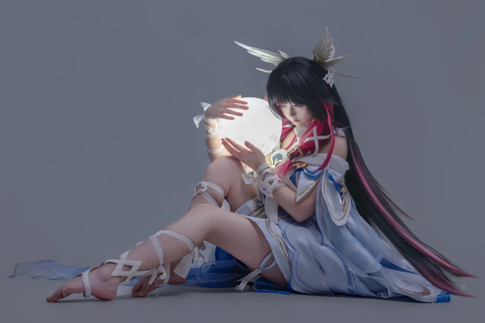 【哥倫比婭cos】藍白輕紗與發光月亮的白棚棚拍記錄 - 第 2 張
