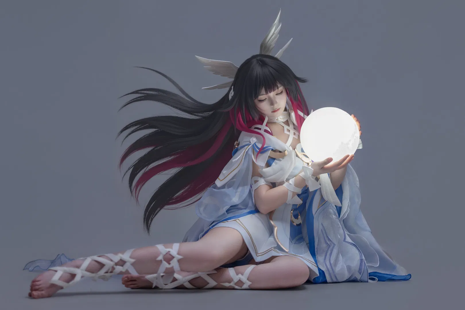【哥倫比婭cos】藍白輕紗與發光月亮的白棚棚拍記錄 - 第 3 張