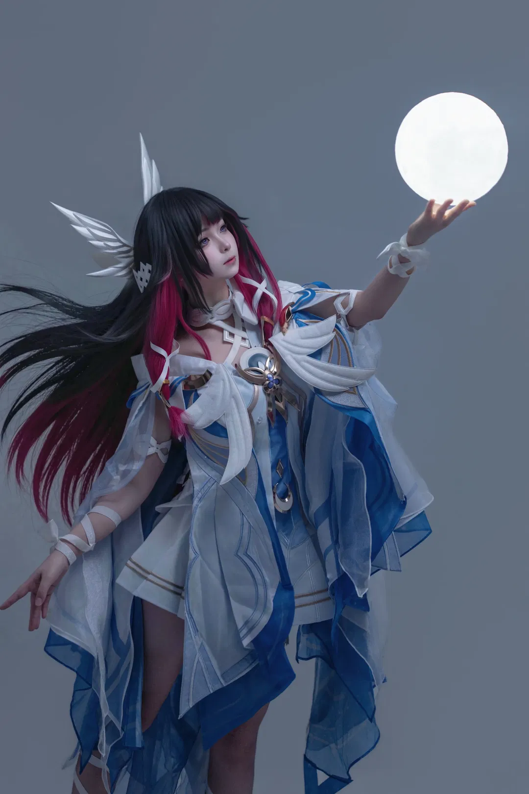 【哥倫比婭cos】藍白輕紗與發光月亮的白棚棚拍記錄 - 第 4 張
