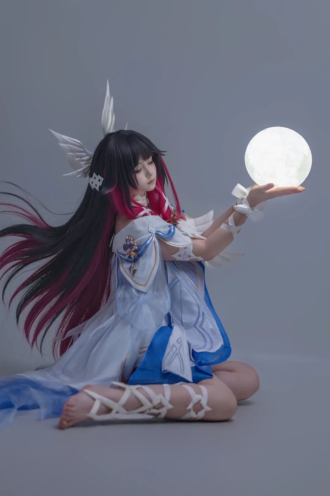 【哥倫比婭cos】藍白輕紗與發光月亮的白棚棚拍記錄 - 第 6 張