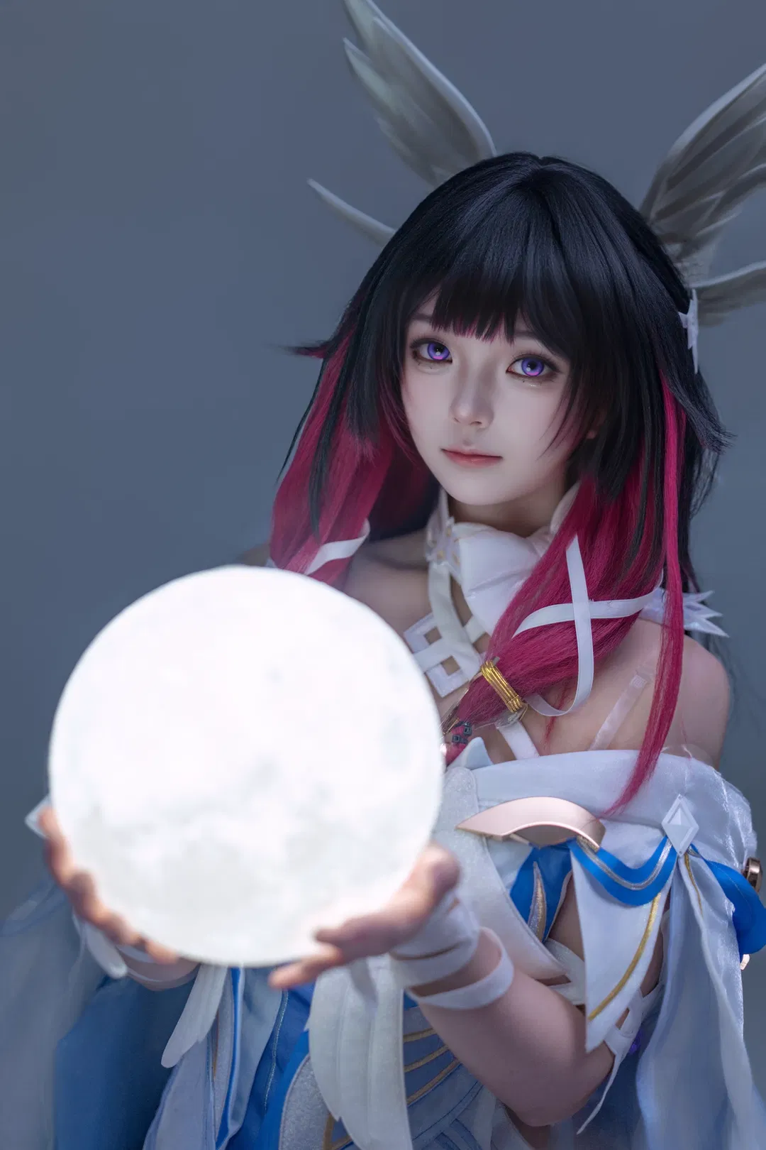 【哥倫比婭cos】藍白輕紗與發光月亮的白棚棚拍記錄 - 第 7 張
