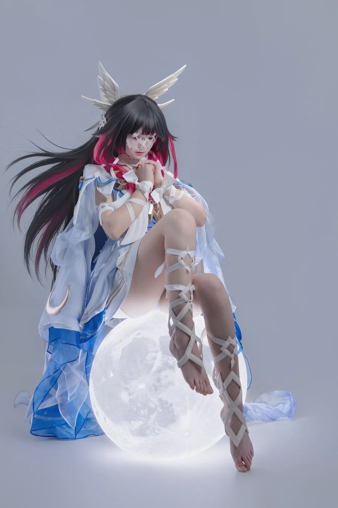 【哥倫比婭cos】藍白輕紗與發光月亮的白棚棚拍記錄 - 第 8 張