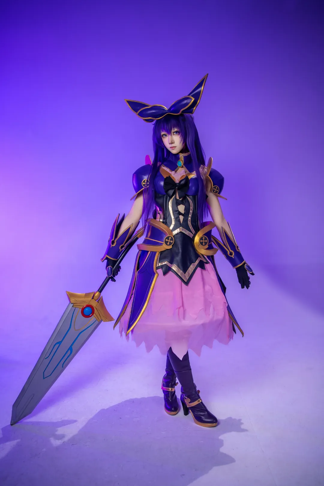 【夜刀神十香cos】约会大作战的紫电精灵，巨剑与紫金甲胄的碰撞 - 第 3 张