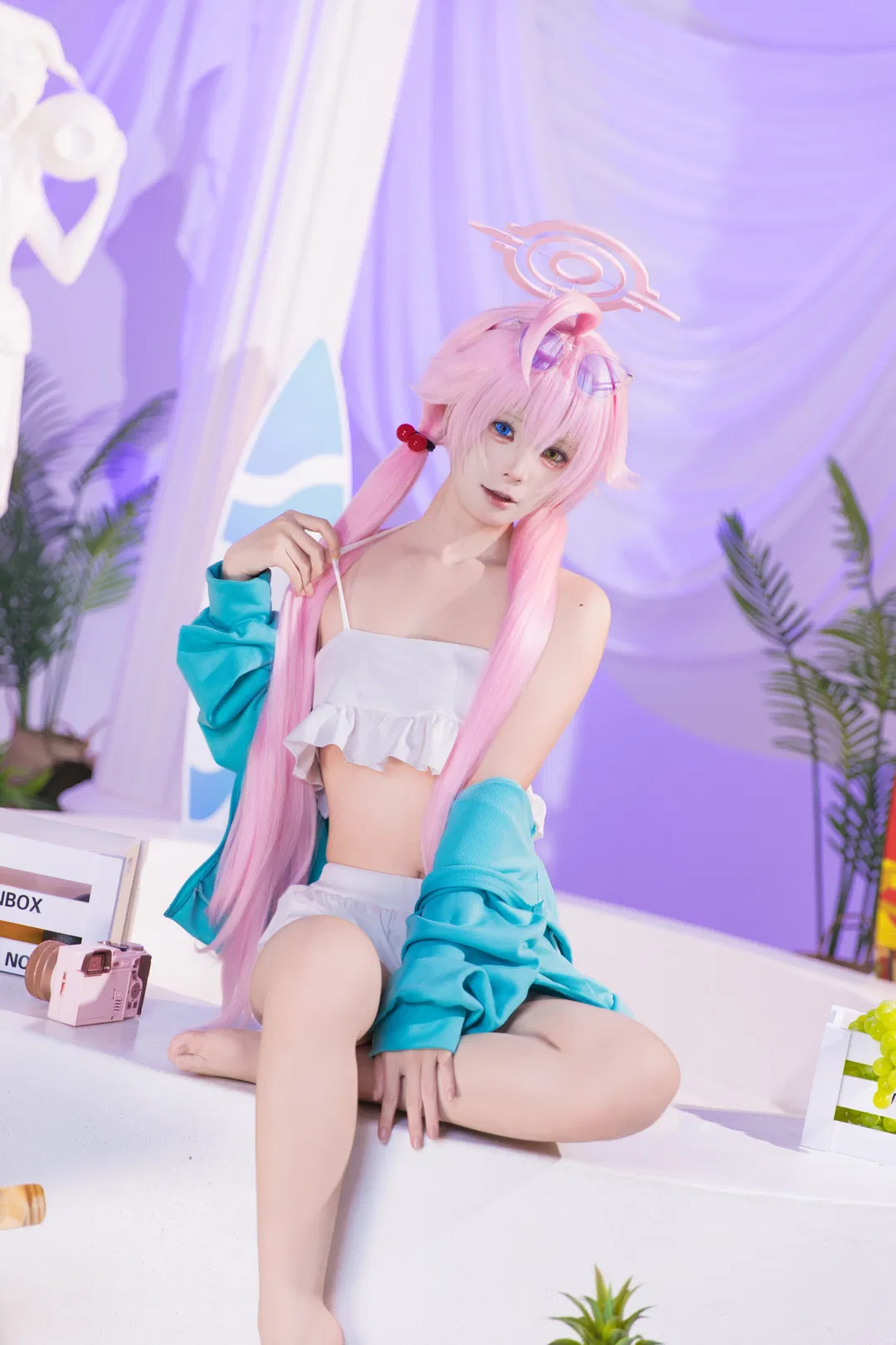 【小鸟游星野cos】蔚蓝档案泳装夏日沙滩写真 - 第 1 张