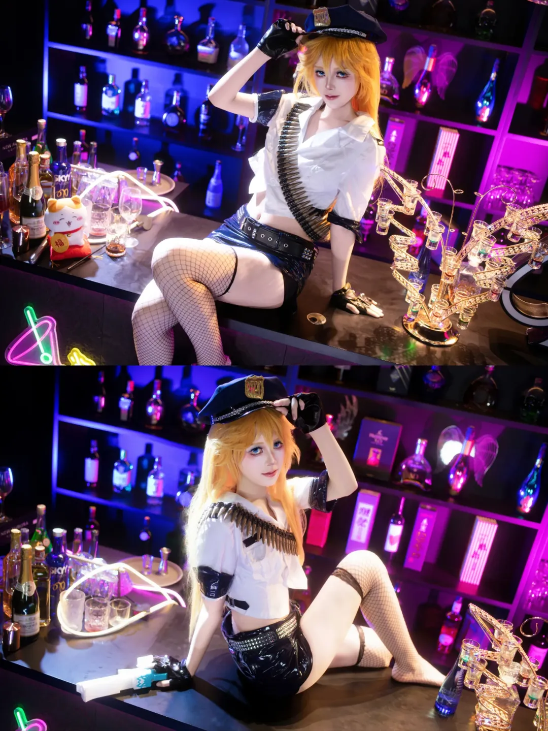 【pantycos】吊带袜天使一日警长，霓虹酒吧里的酷飒登场 - 第 2 张