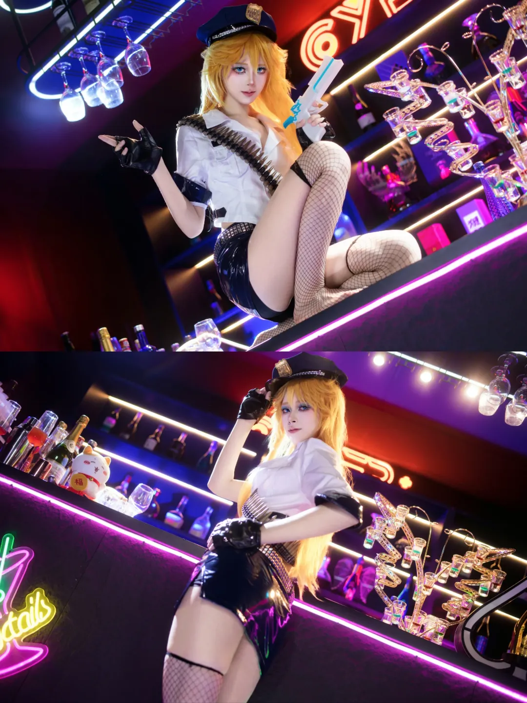 【pantycos】吊带袜天使一日警长，霓虹酒吧里的酷飒登场 - 第 3 张