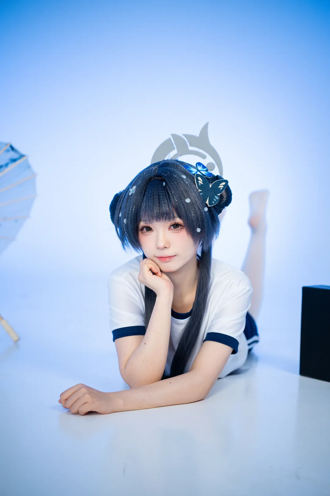 【妃咲cos】蔚蓝档案体操服，白丝过膝袜热身日常 - 第 1 张