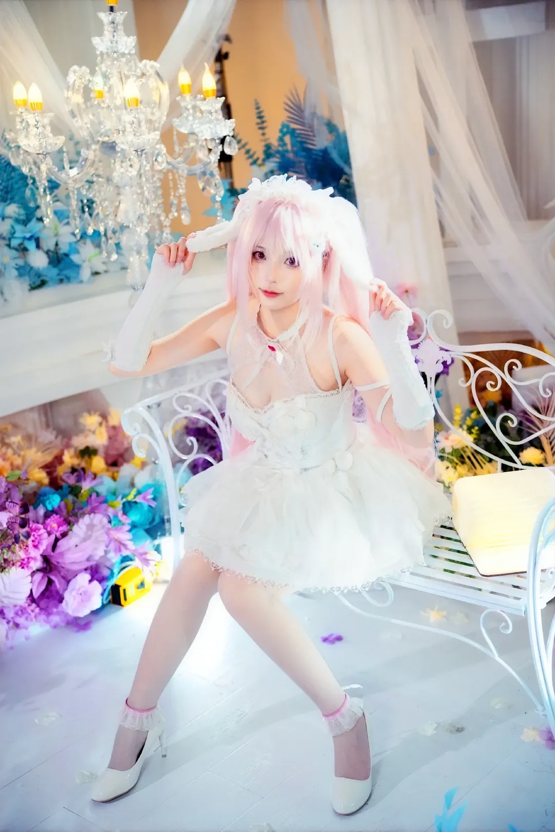【愛麗絲cos】NIKKE純白婚禮造型與兔耳白絲 - 第 3 張