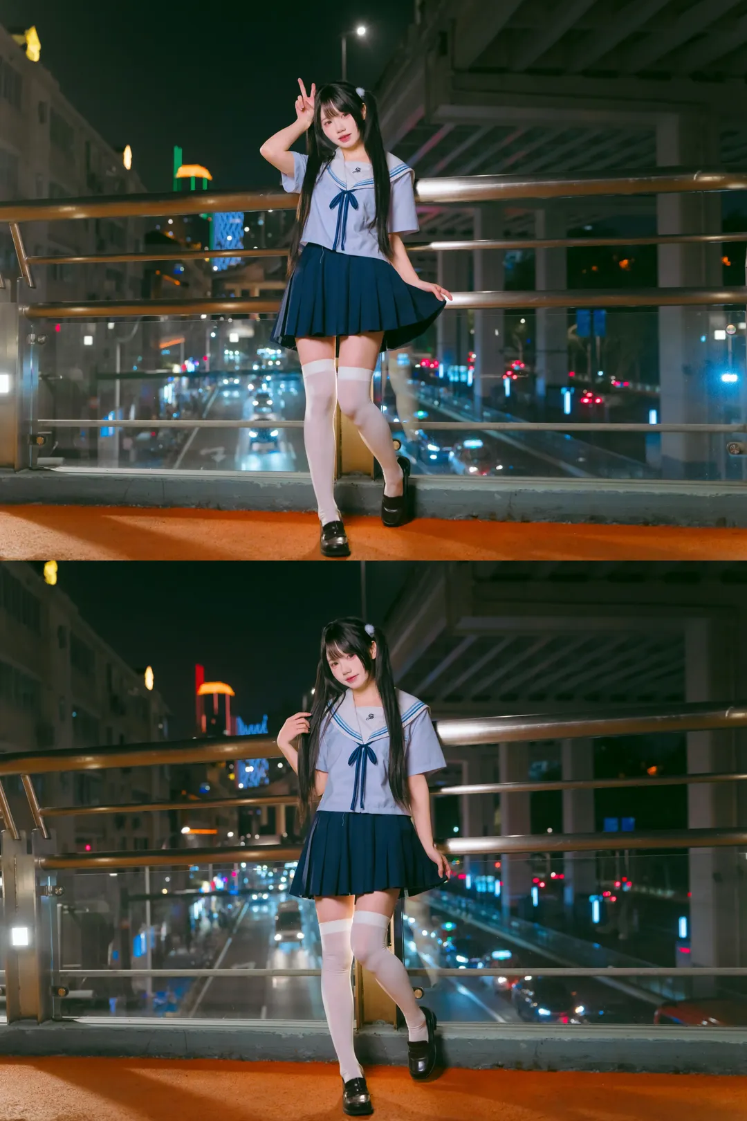 夜半公交站台的校供感水手服写真 - 第 4 张