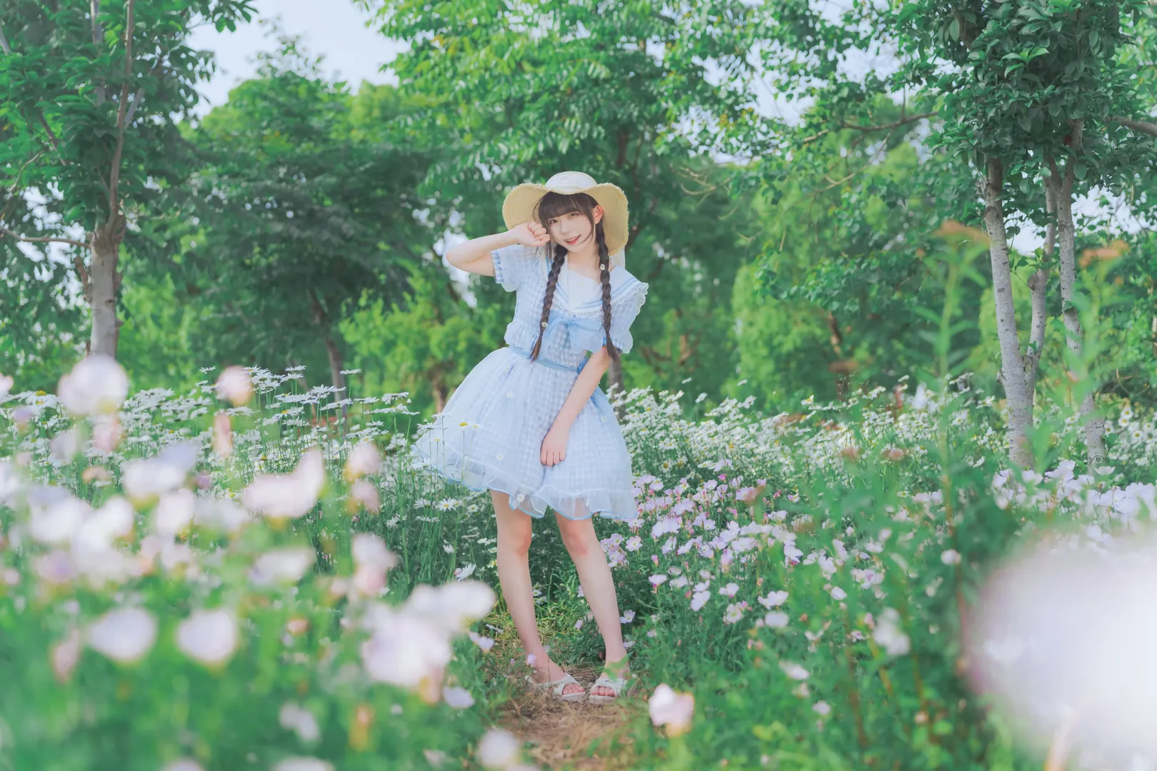 日系田园风写真：在雏菊花海中捕捉春日的微风 - 第 7 张