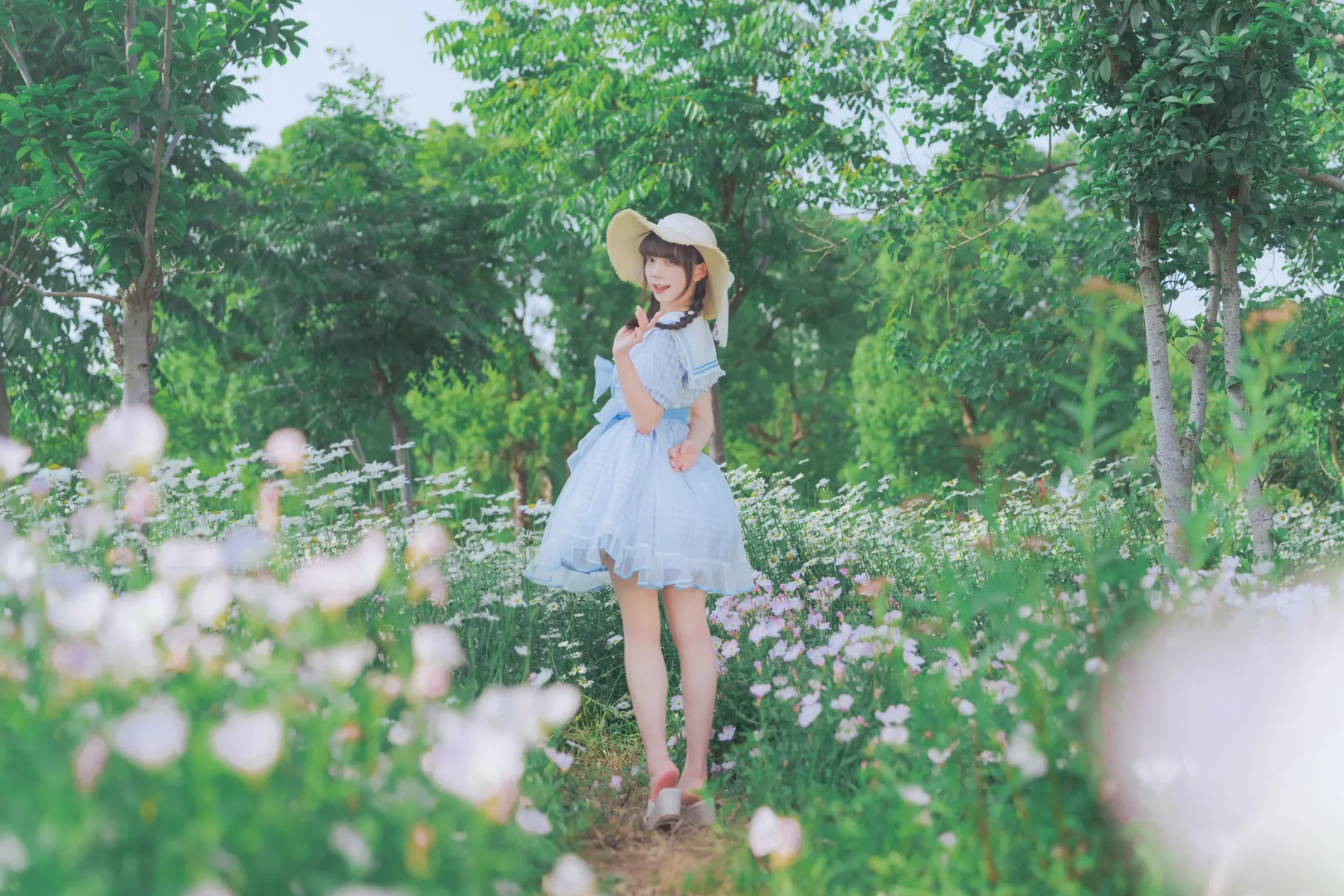 日系田园风写真：在雏菊花海中捕捉春日的微风 - 第 8 张