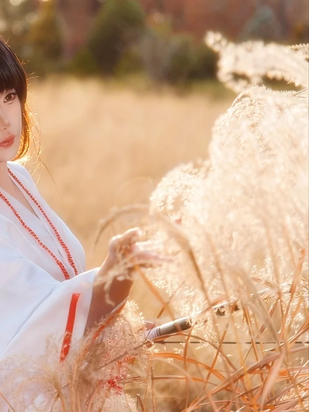 【桔梗cos】夕阳下的芒草和弓箭，挑战犬夜叉神明少女风格 - 第 3 张