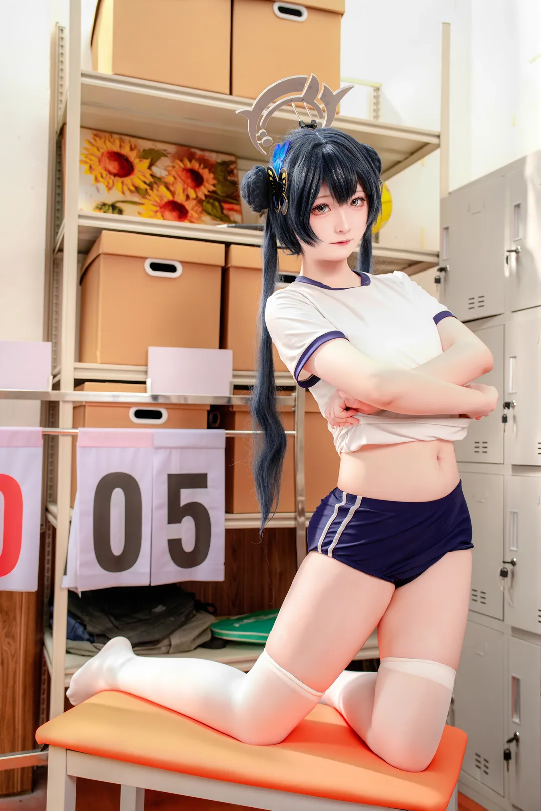 【妃咲cos】運動白絲搭配排球，蔚藍檔案體育服拍攝 - 第 1 張
