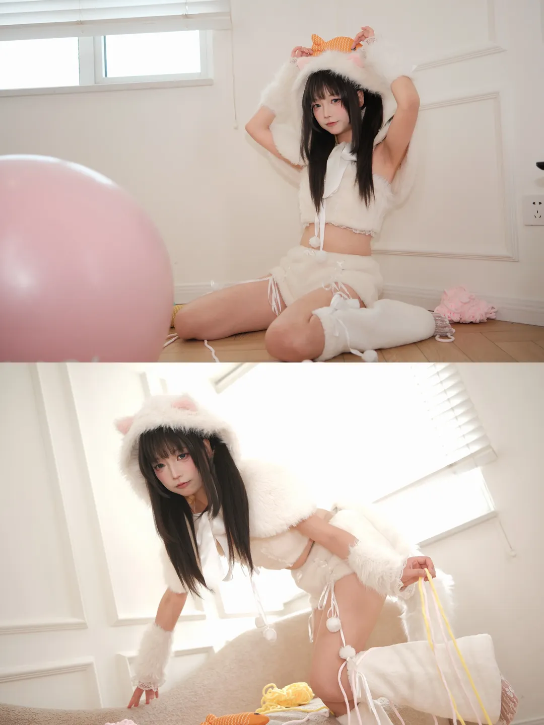 纯白毛绒猫耳娘 室内糖水片写真 - 第 2 张