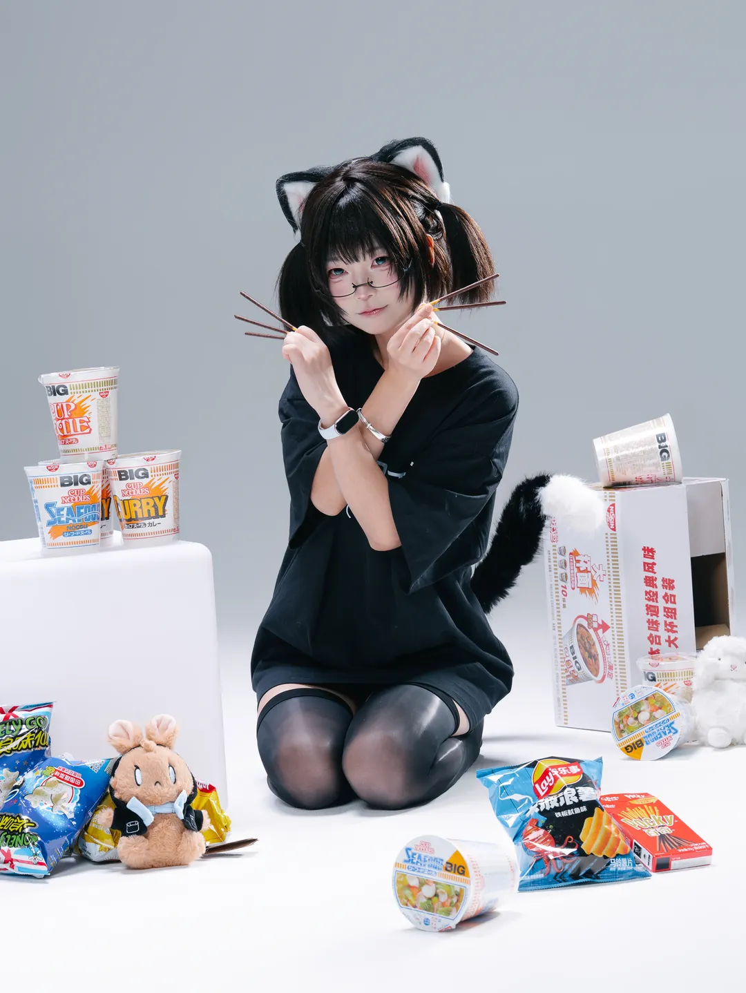 白棚猫娘糖水片 慵懒黑丝与Pocky的碰撞 - 第 2 张