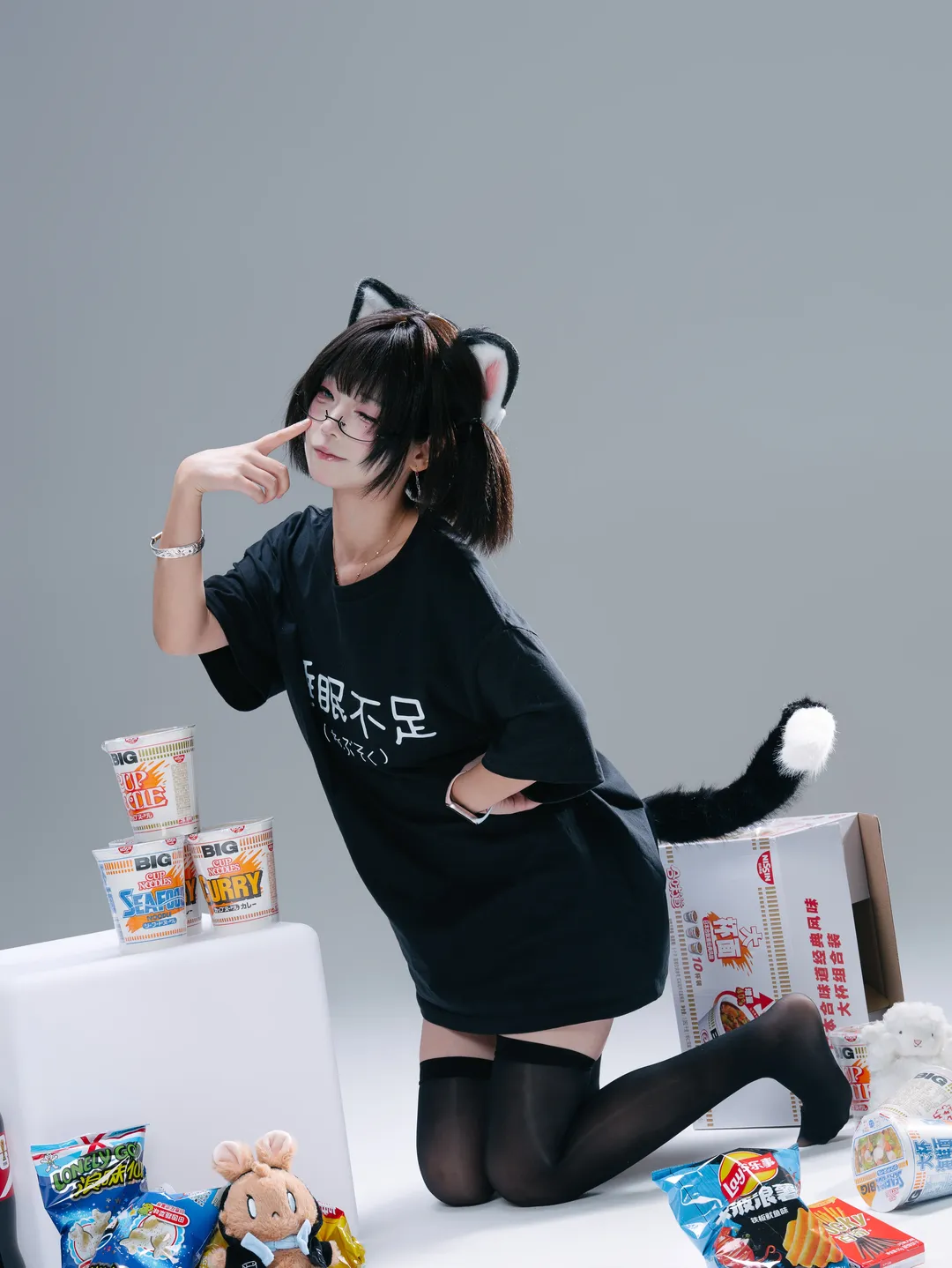 白棚猫娘糖水片 慵懒黑丝与Pocky的碰撞 - 第 3 张
