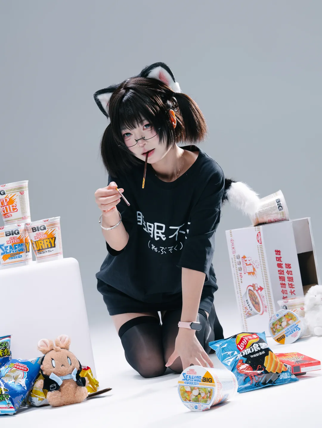白棚猫娘糖水片 慵懒黑丝与Pocky的碰撞 - 第 8 张