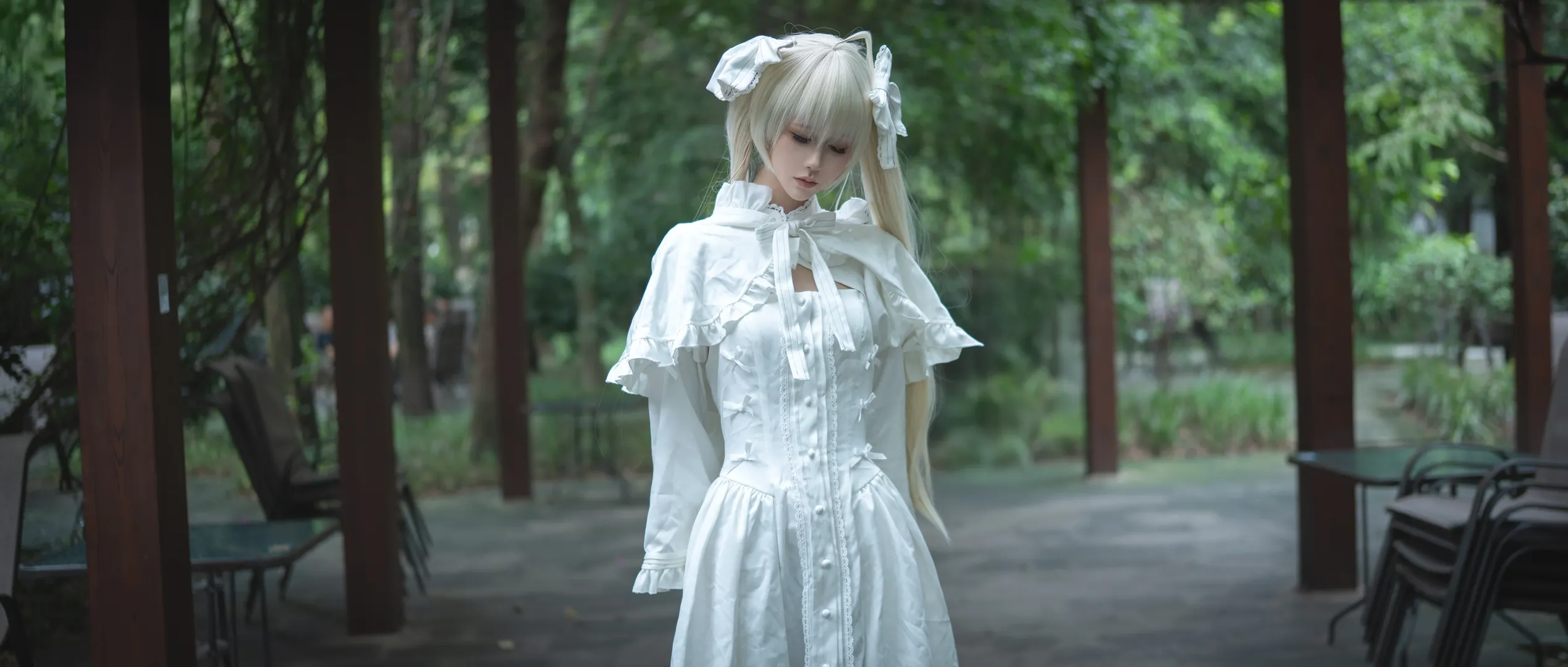 【春日野穹cos】缘之空里的白裙少女，游乐园的清新碎片 - 第 1 张