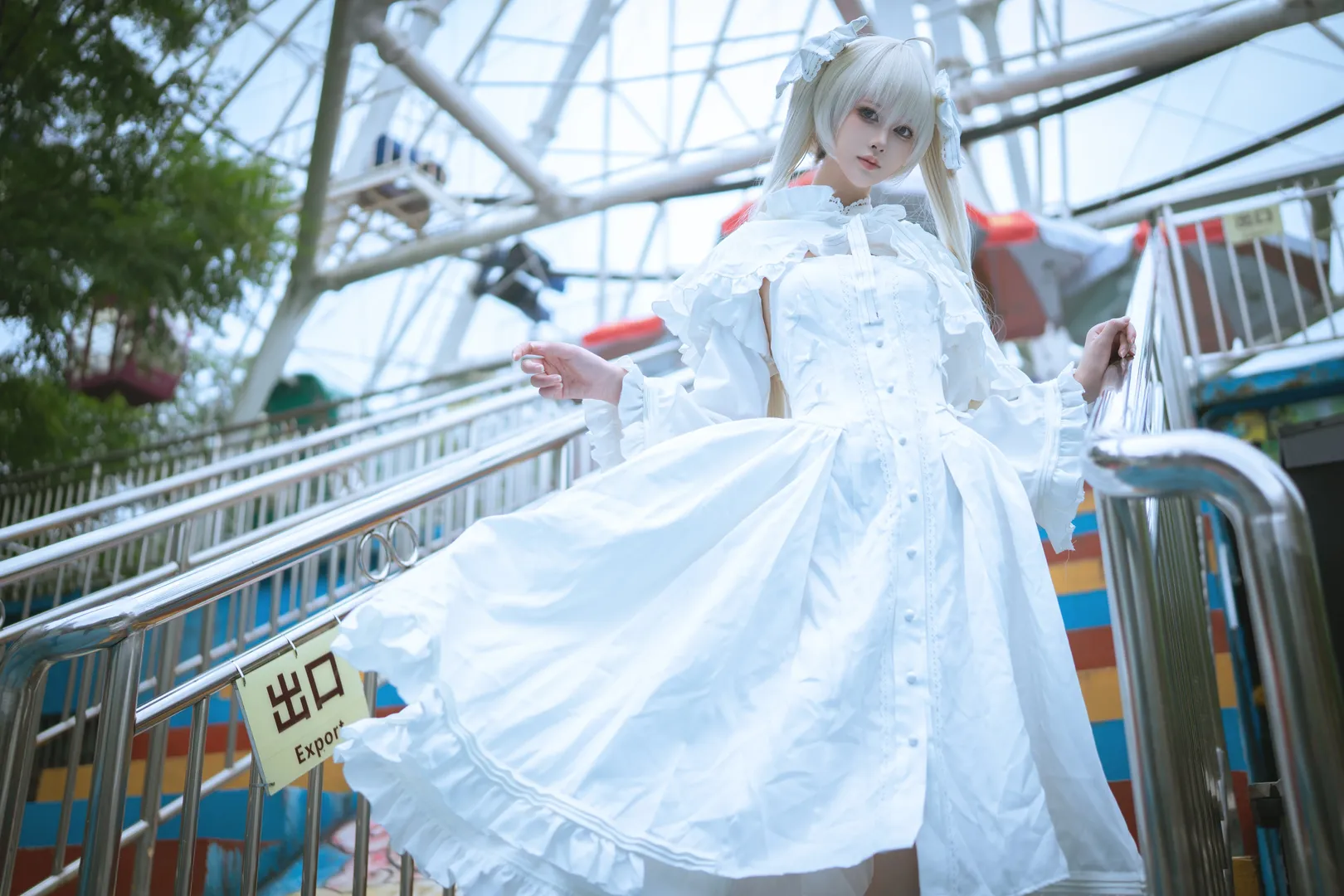 【春日野穹cos】缘之空里的白裙少女，游乐园的清新碎片 - 第 3 张