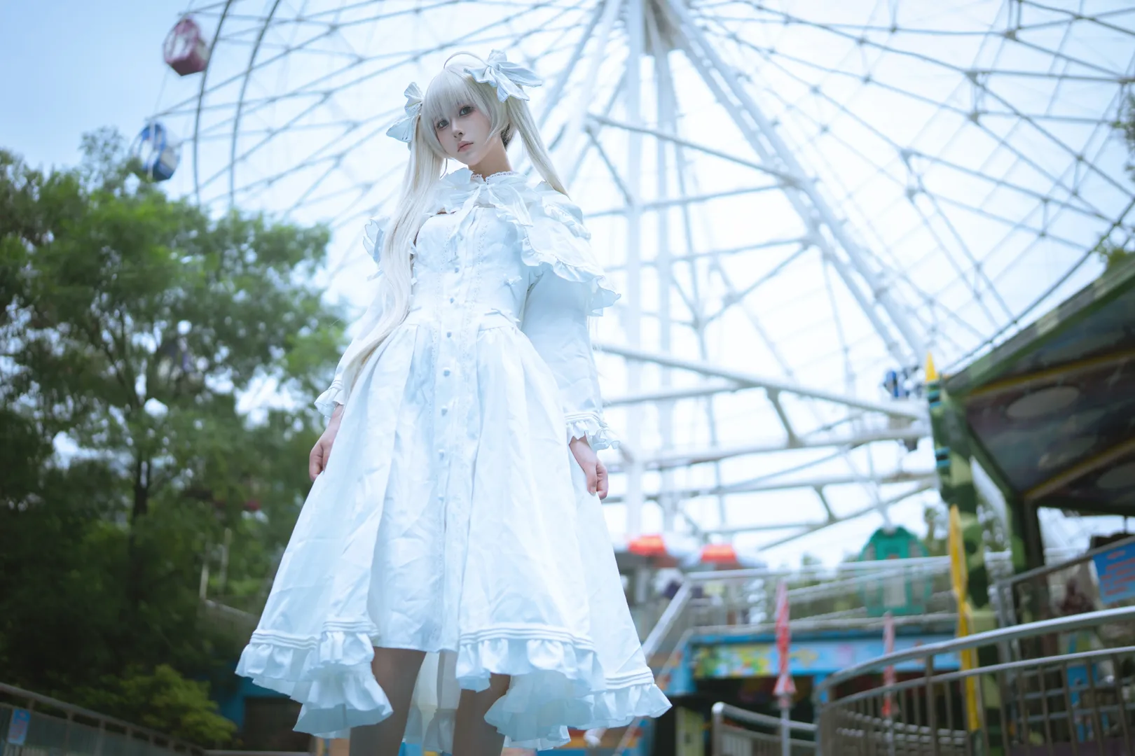 【春日野穹cos】缘之空里的白裙少女，游乐园的清新碎片 - 第 4 张