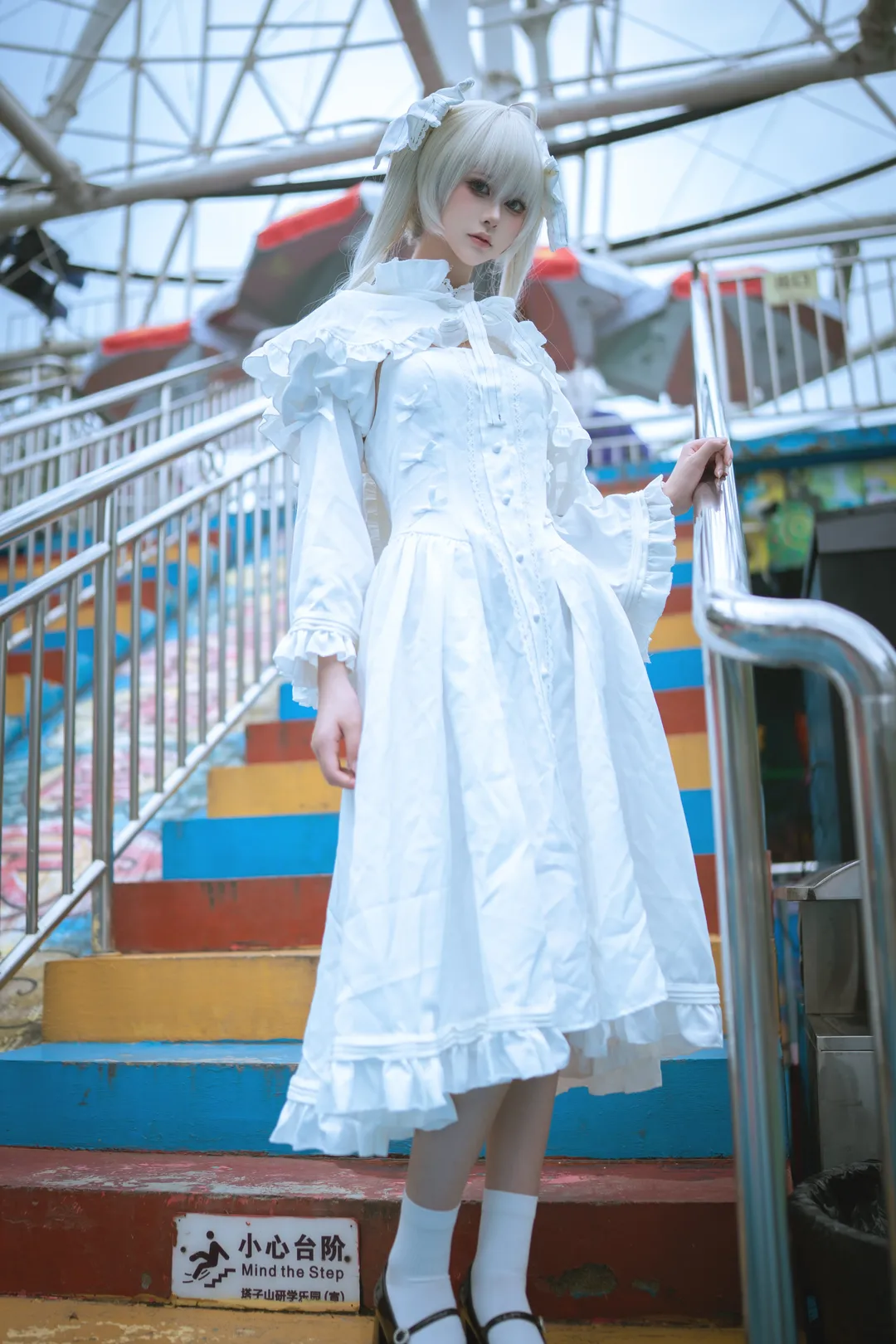 【春日野穹cos】缘之空里的白裙少女，游乐园的清新碎片 - 第 5 张