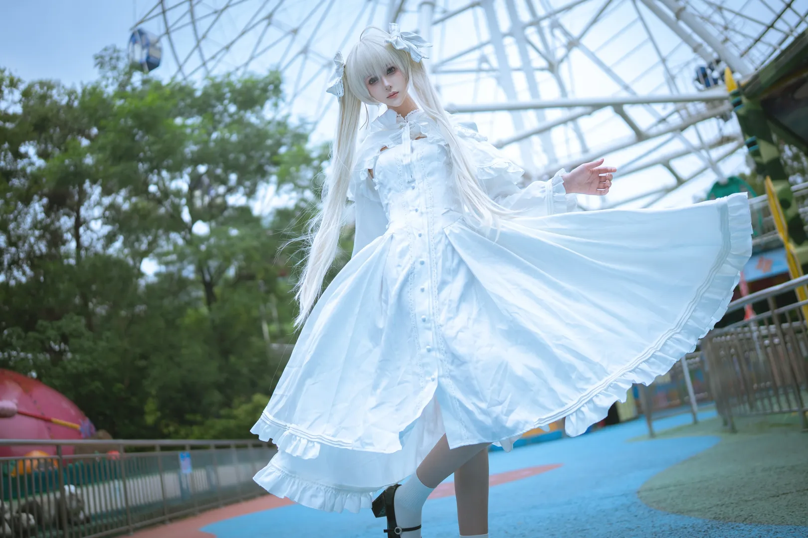 【春日野穹cos】缘之空里的白裙少女，游乐园的清新碎片 - 第 7 张