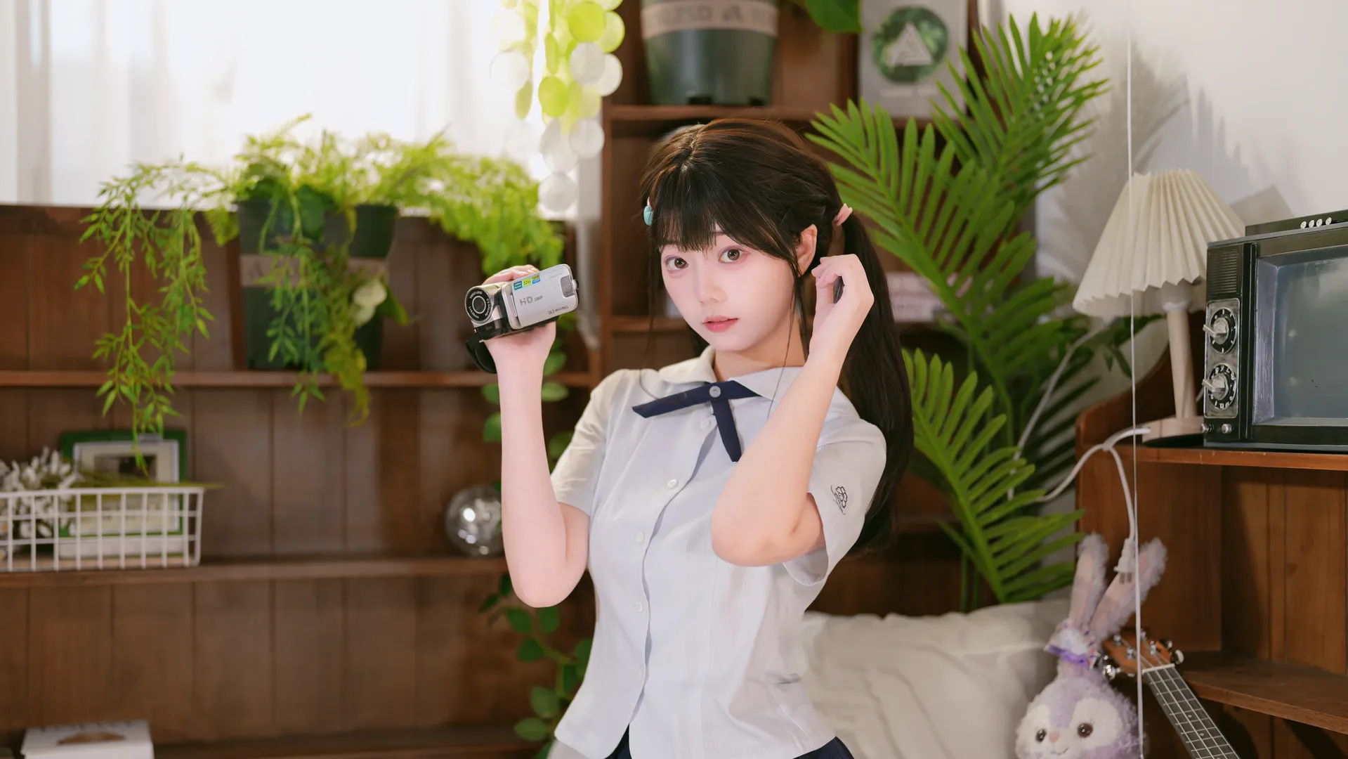 水手服白丝搭配复古DV，纯欲氛围感拉满 - 第 5 张