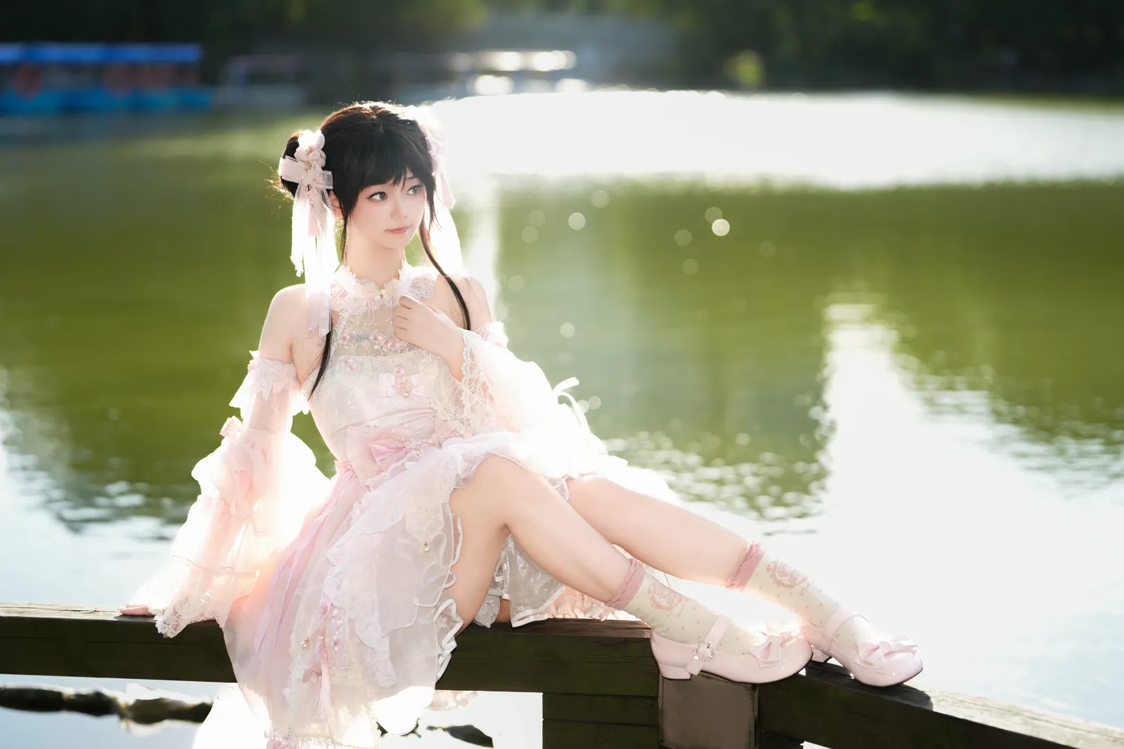 微雨杏花与元气少女 粉色洋装日系写真 - 第 2 张