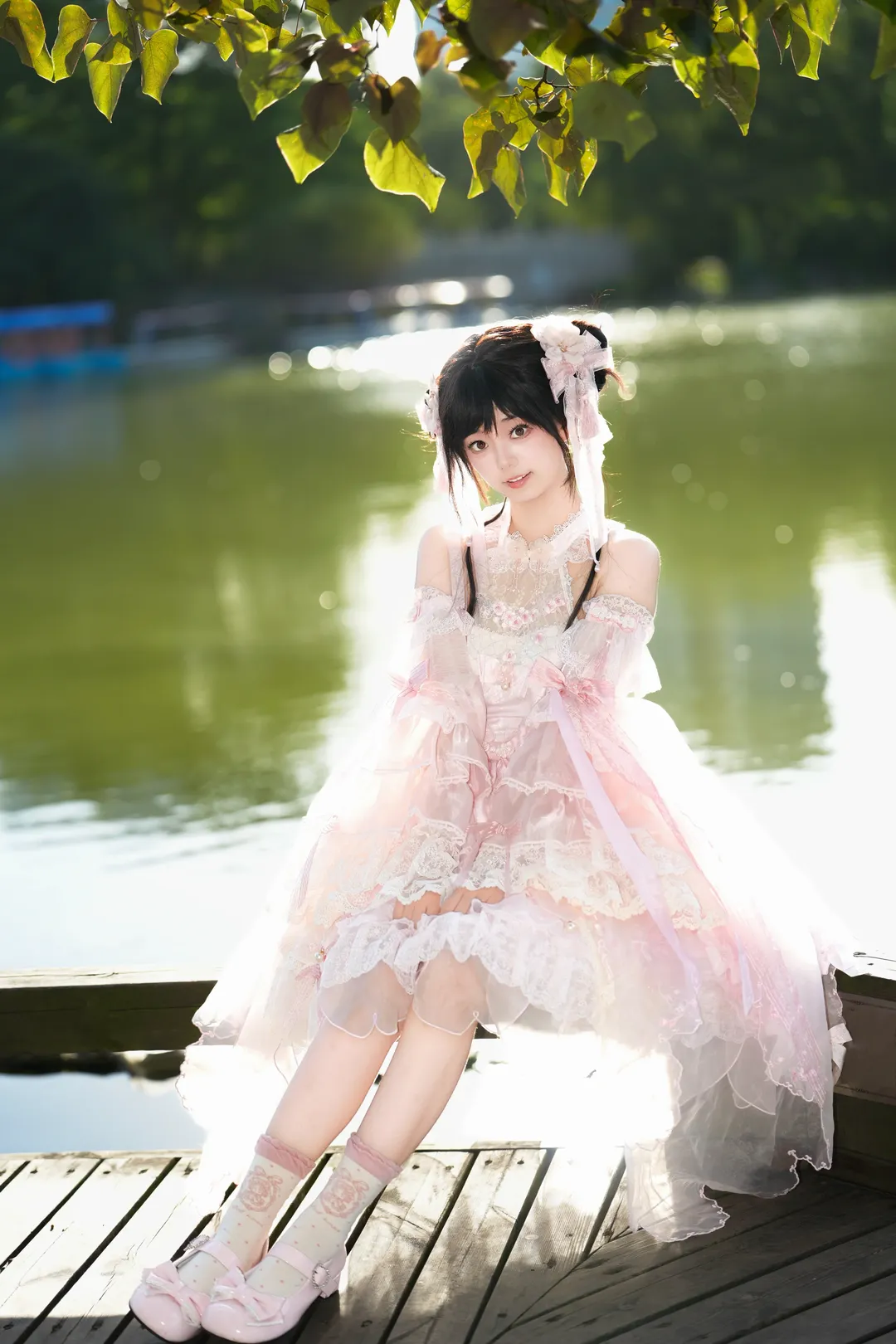 微雨杏花与元气少女 粉色洋装日系写真 - 第 3 张