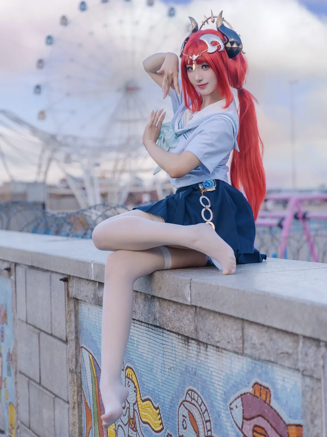 【妮露cos】原神水手服少女游乐园外景拍摄纪实 - 第 1 张